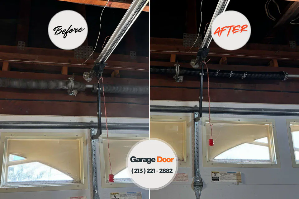 Before and after: garage door repair Carson, CA